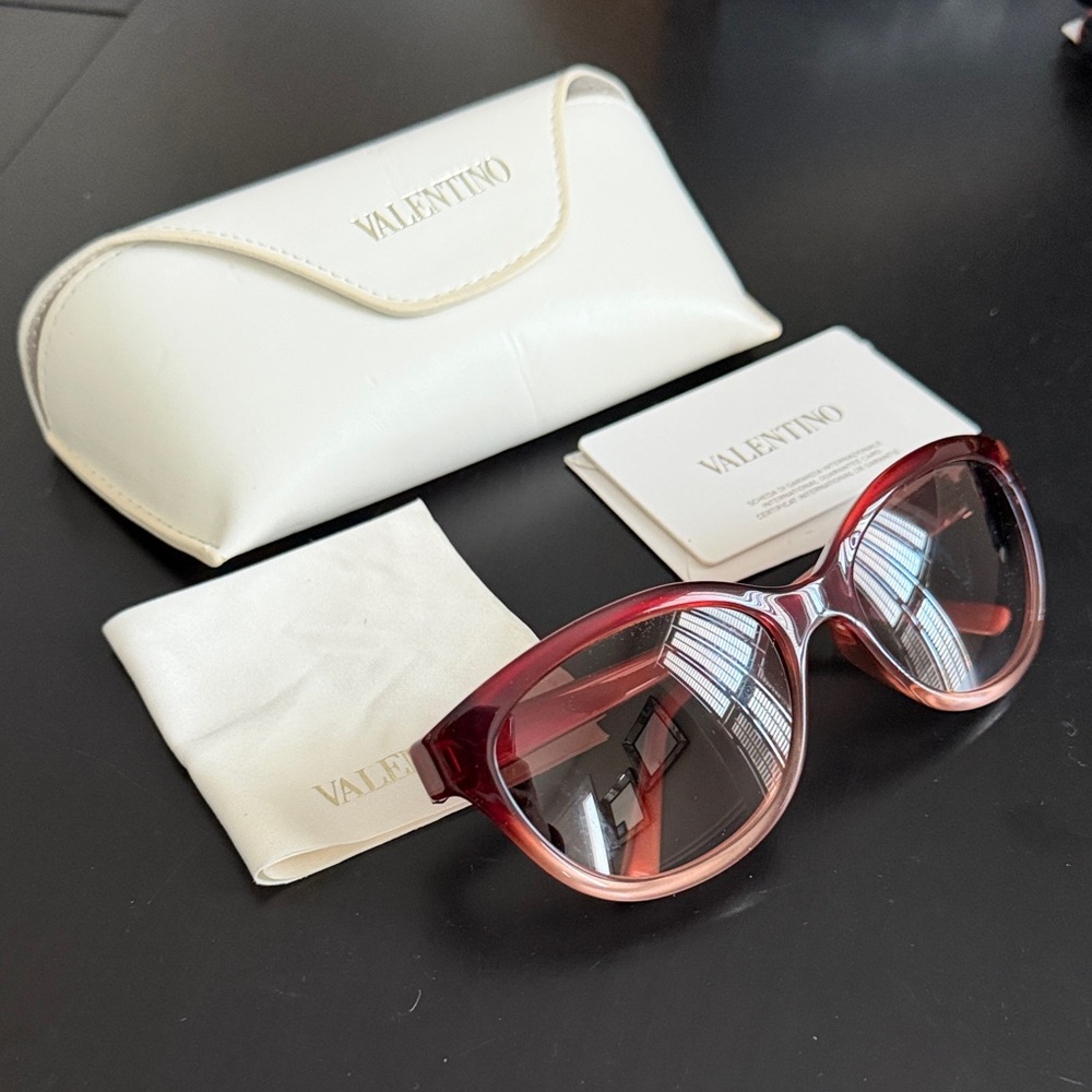 Valentino Burgundy to Pink Ombre Sunglasses